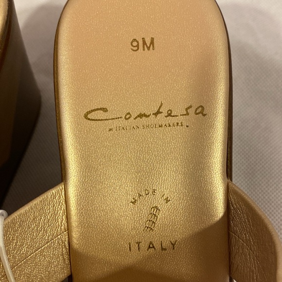 Comtesa Gold Sandals with Rhinestone Accent NWOT Size 9 Made in Italy - Picture 8 of 11